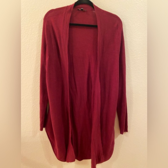 Eileen Fisher Women’s Cardigan XL; maroon; open front; Merino Wool - Picture 1 of 7